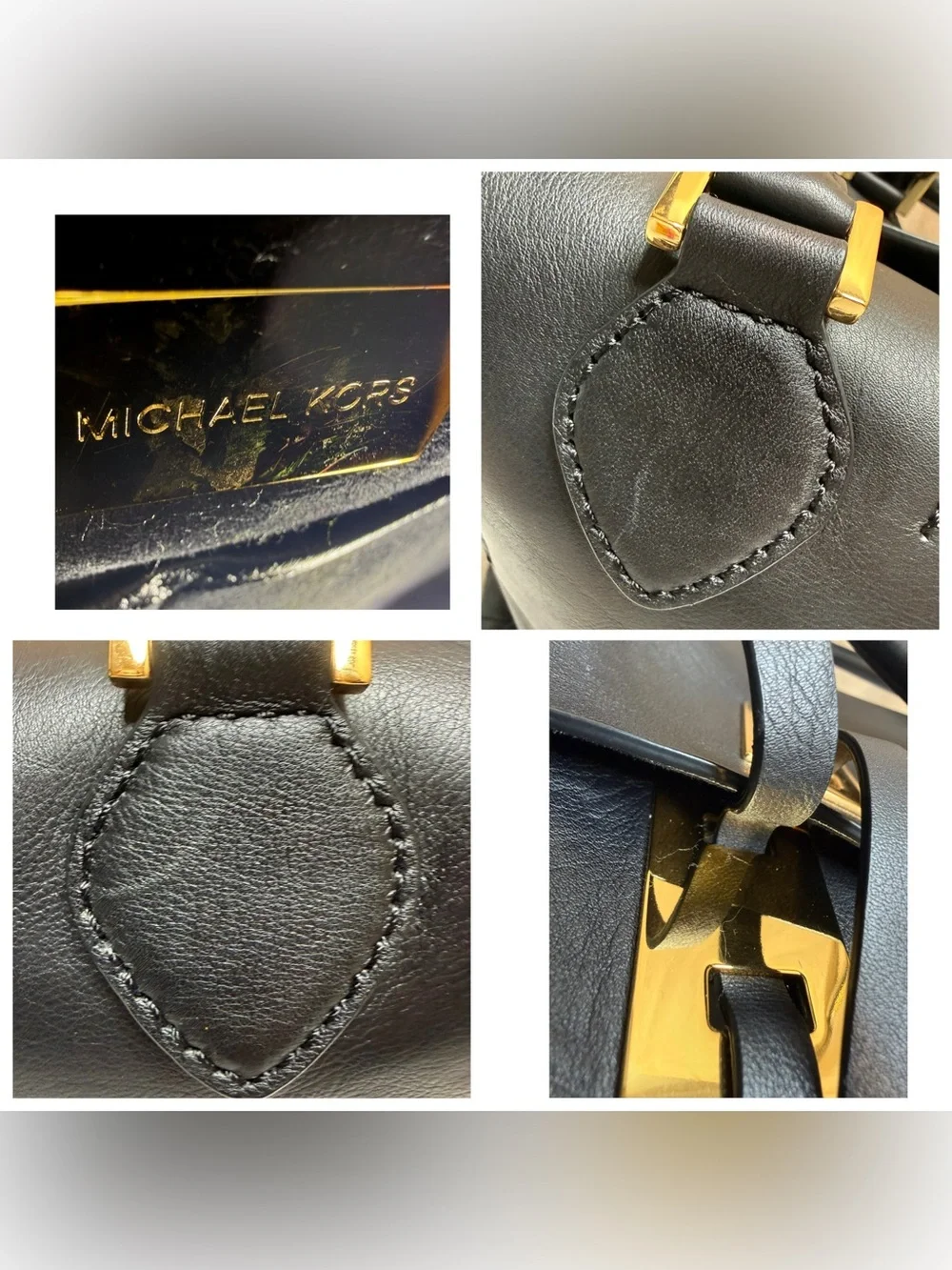 Michael Kors Collection Miranda Black Leather Tote Gold-tone Hardware